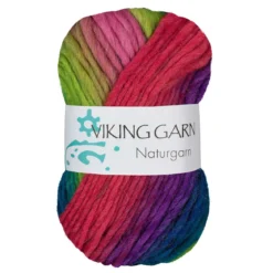 Viking Naturgarn 50g grön/rosa 638