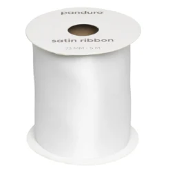 Vitt satinband – 73 mm brett och 5 meter långt