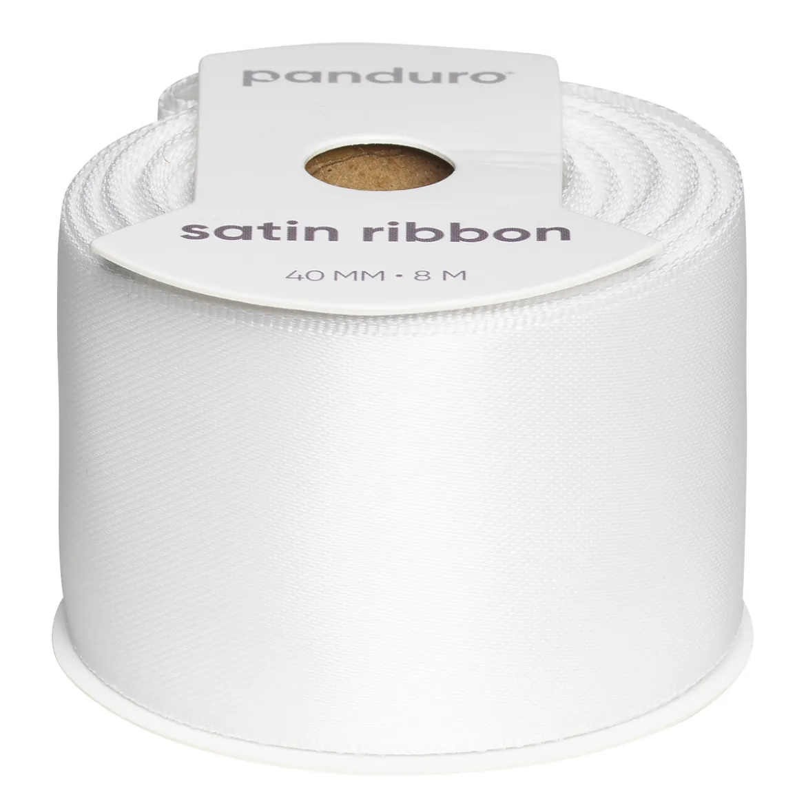Vitt satinband – 40 mm brett och 8 meter långt