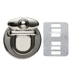 Väsklås av metall, silverfärgat, 3×3,4 cm