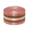 Väskrem, rosa med dubbla gnistrande guldränder, längd 250 cm, bredd 3,8 cm