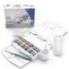 Winsor & Newton Cotman Field Travel Set, akvarellfärg i 12 halvkoppar, etui, flaska & pensel