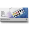 Winsor & Newton Cotman Pocket Selection, akvarellfärg i 12 halvkoppar, etui & pensel