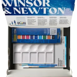 Winsor & Newton Cotman Watercolour 10×5 ml färg, penslar, palett & akvarellblock