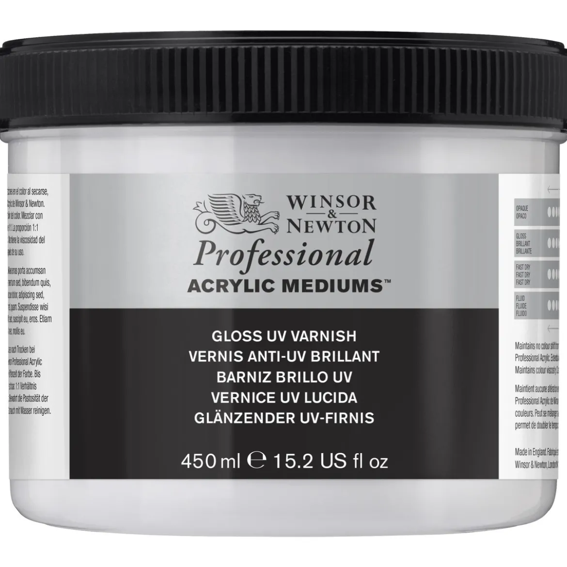 Winsor & Newton Gloss UV Varnish 450 ml, skyddande fernissa mot solljus, damm etc.