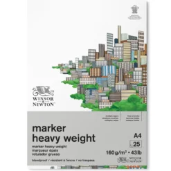 Winsor & Newton Marker Heavy Weight Bleedproof A4 (210x297 mm), 25 ark – 160 grams ytvikt