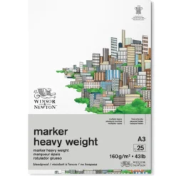 Winsor & Newton Marker Heavy Weight Bleedproof A3 (297x420 mm), 25 ark – 160 grams ytvikt