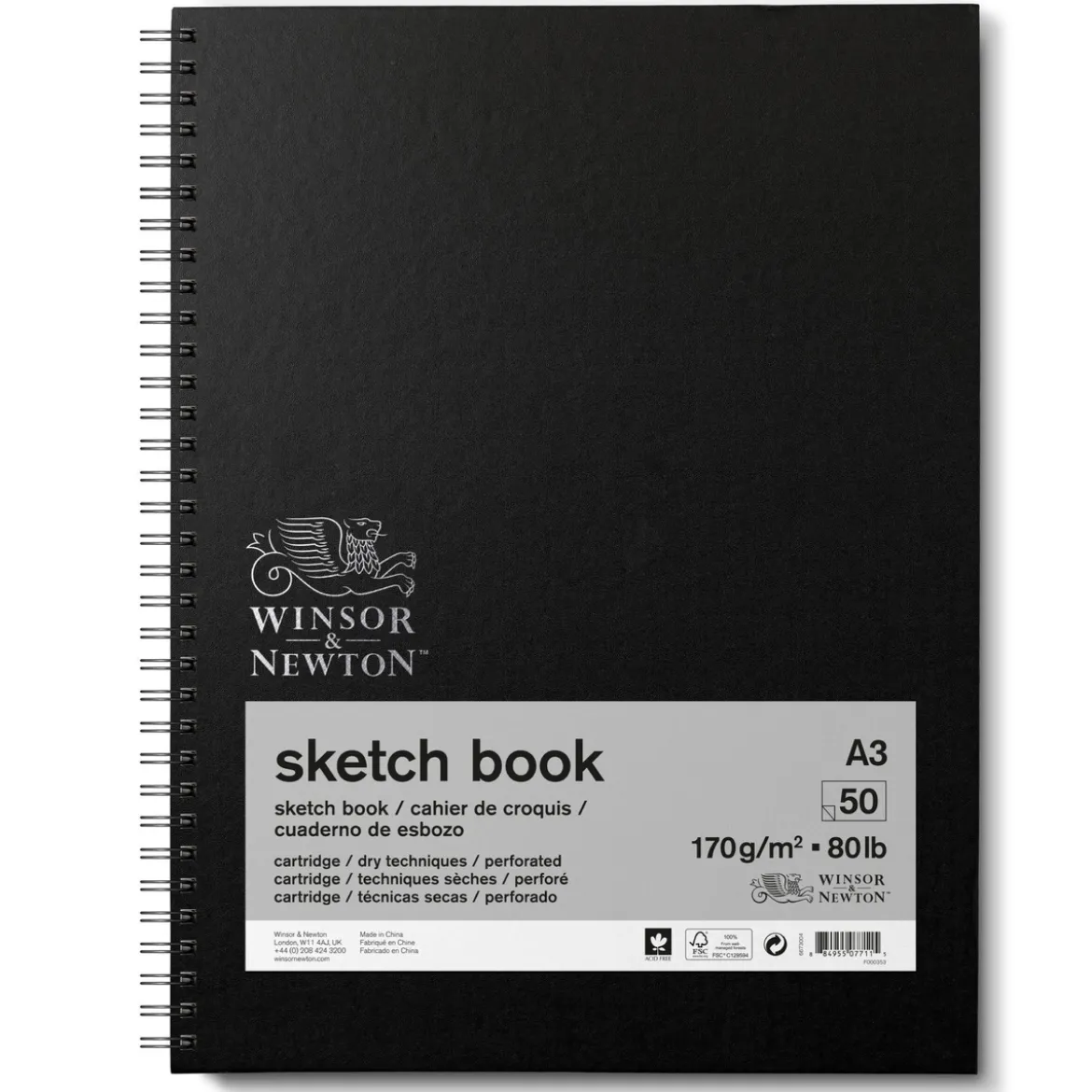 Winsor & Newton Sketch spiralbunden skissbok A3 (297×420 mm), 50 ark, 170 g/m²