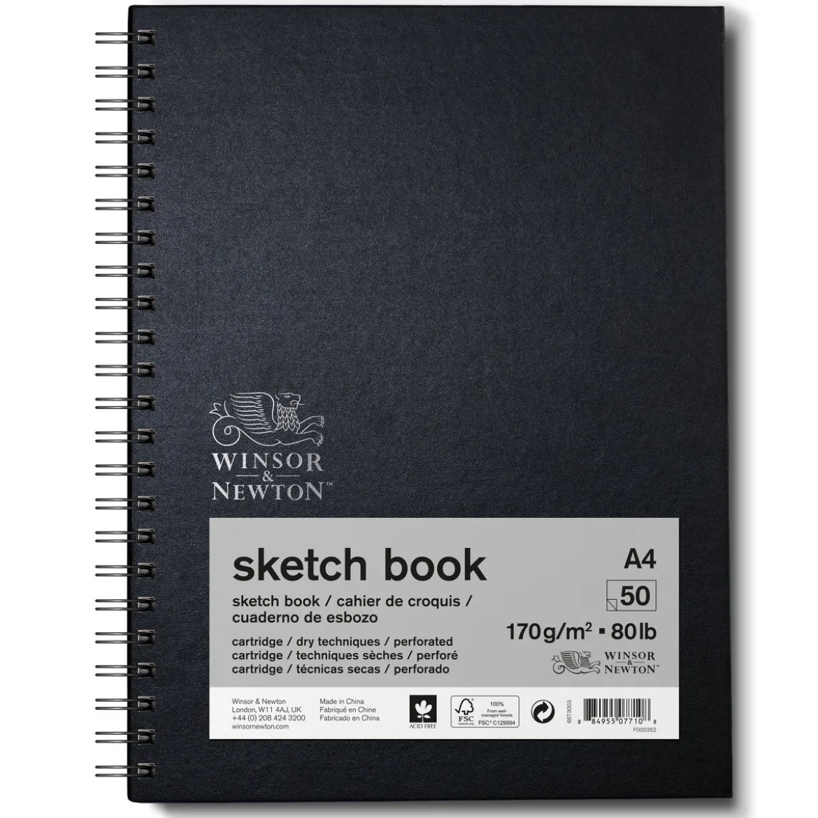 Winsor & Newton Sketch spiralbunden skissbok A4 (210×297 mm), 50 ark, 170 g/m²